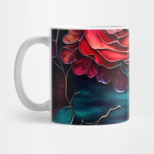 Red Roses Digital Art Stained Glass Mug